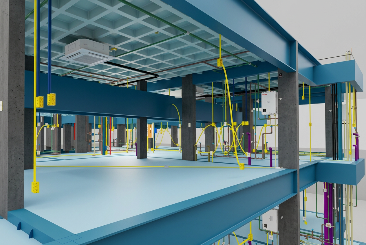 Modelo BIM 3D de projeto elétrico predial